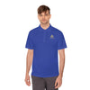Close-Up of Manly Mania Golden Titan Polo Shirt in True Royal – Durable Performance Polo