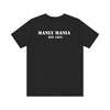 Manly Mania Core men's black t-shirt back view, graphic tee