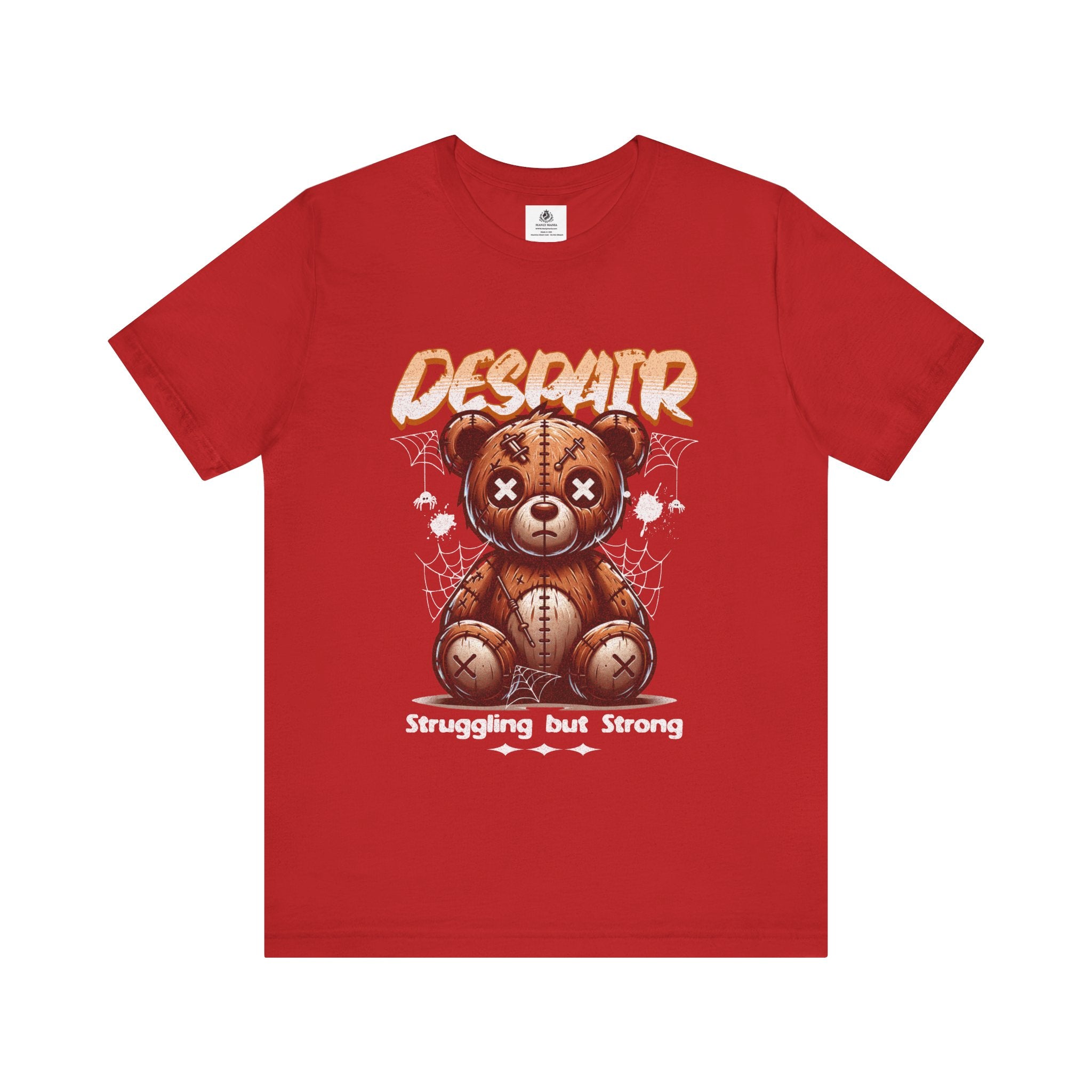 Manly Mania The Despair Tee Red Front View – Men's Graphic T Shirt