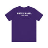 Manly Mania Rebel men's team purple t-shirt back view, graphic tee