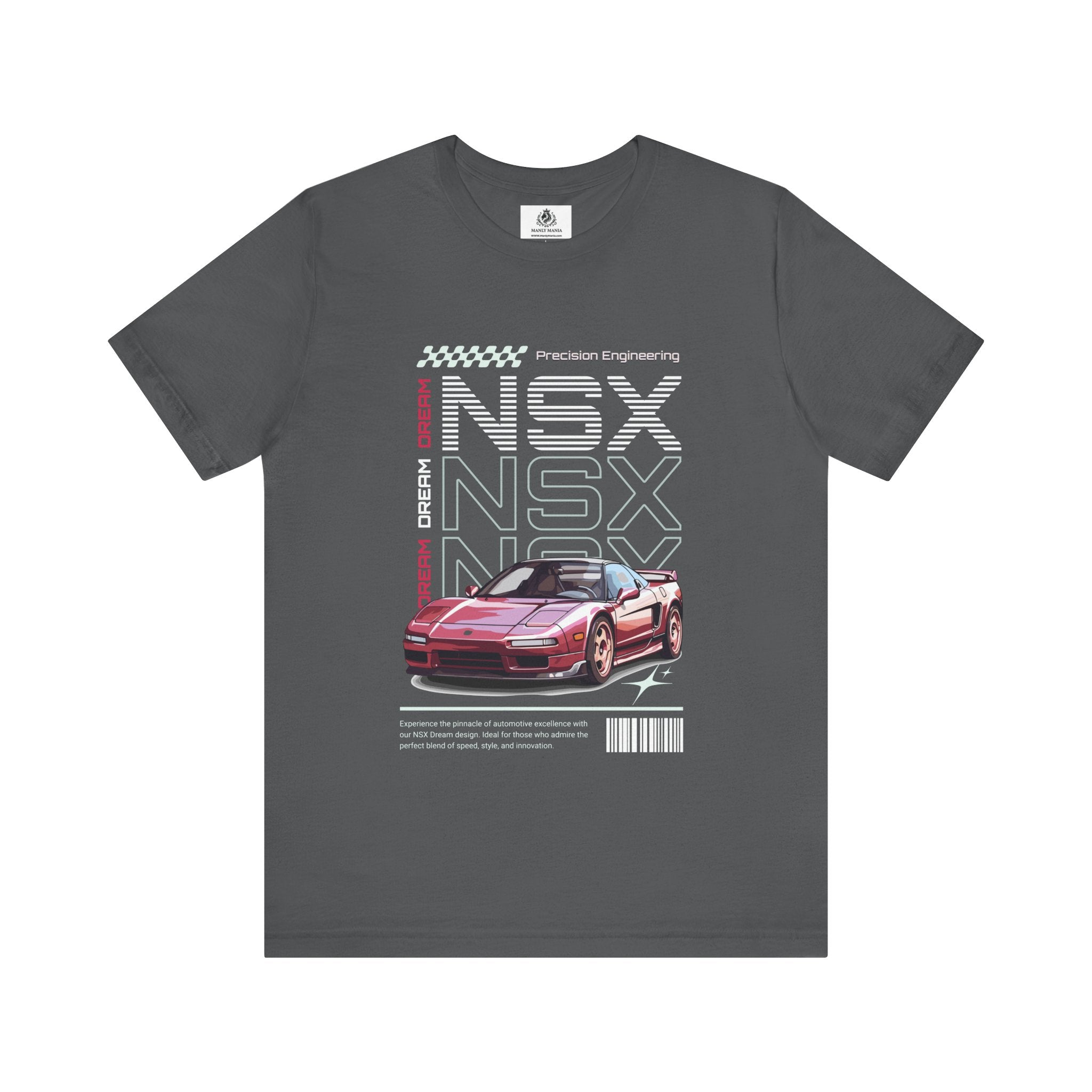  Manly Mania Car Enthusiast Tee in Asphalt – Front View – Men's Graphic T Shirt