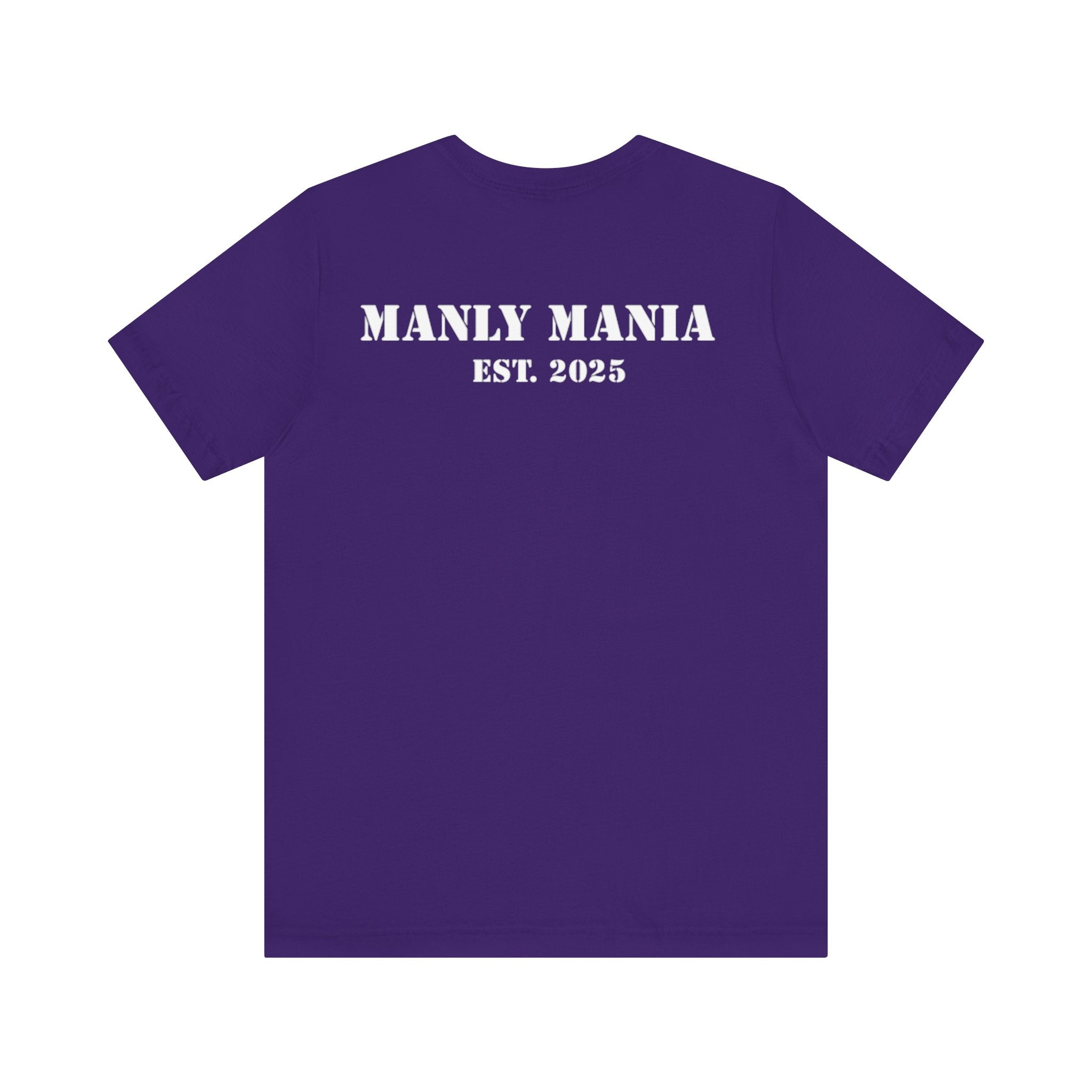 Manly Mania The Silence Tee Team Purple Back View – Men’s Graphic T Shirt