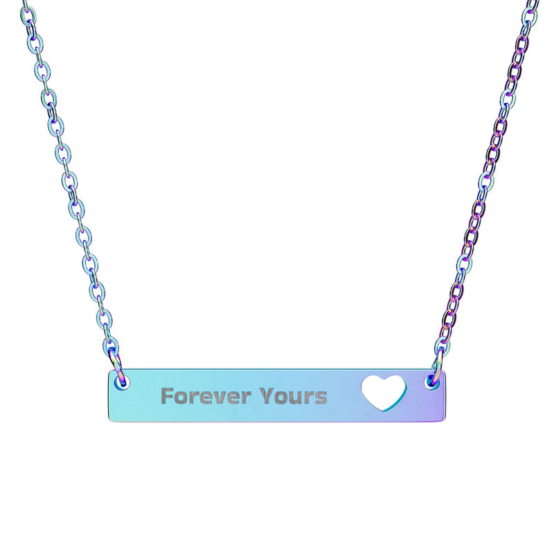 Engravable Cutout Heart Bar Necklace — Personalized "Forever Yours" Pendant Printify