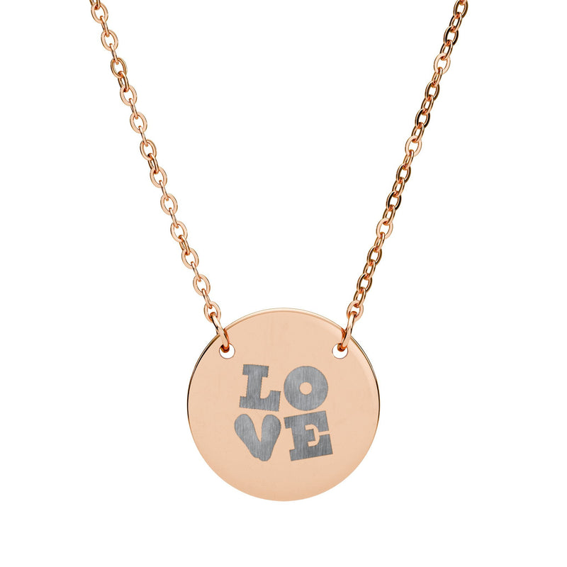 Circle Necklace — Engraved LOVE Pendant Necklace Printify