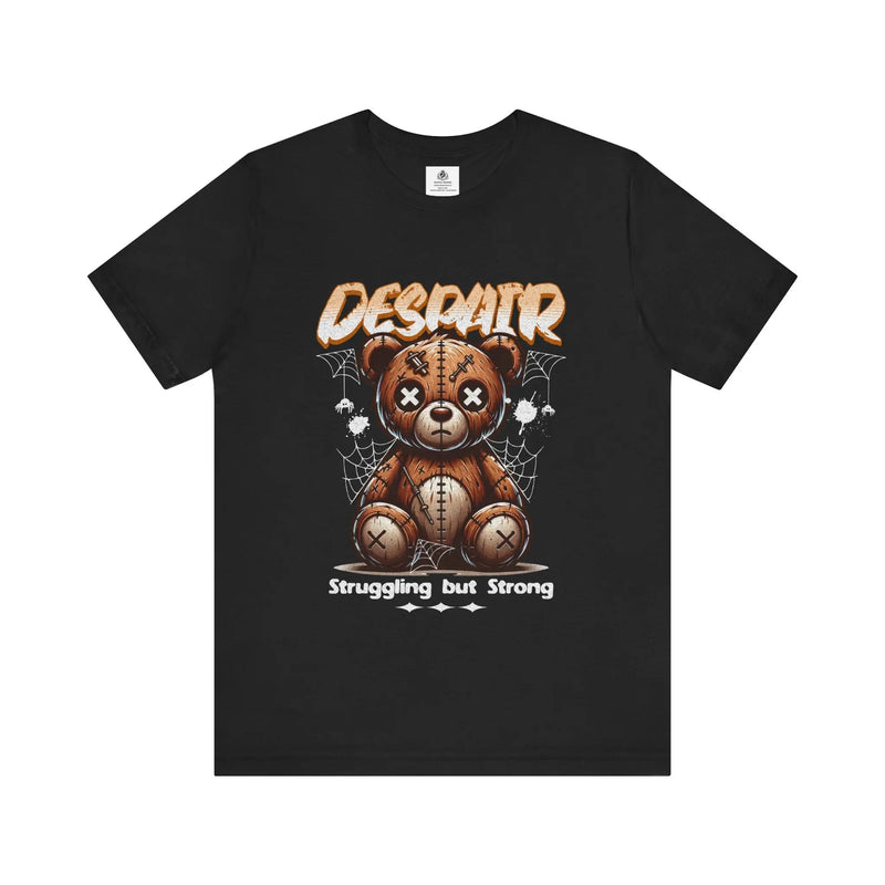 Manly Mania The Despair Tee Black Front View – Men's Graphic T Shirt