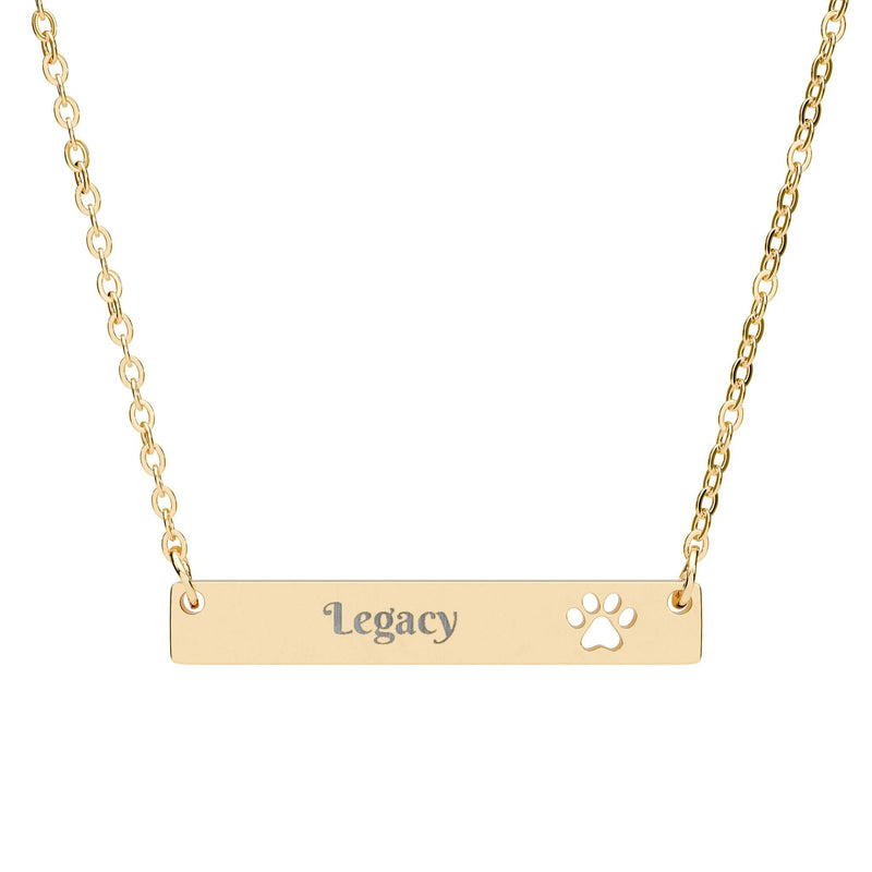 Engravable Paw Bar Necklace — Personalized Cutout Paw Pendant Printify