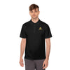 Close-Up of Manly Mania Golden Titan Polo Shirt in Black – Premium Fabric Detail