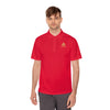 Close-Up of Manly Mania Golden Titan Polo Shirt in True Red – Fabric Texture and Quality