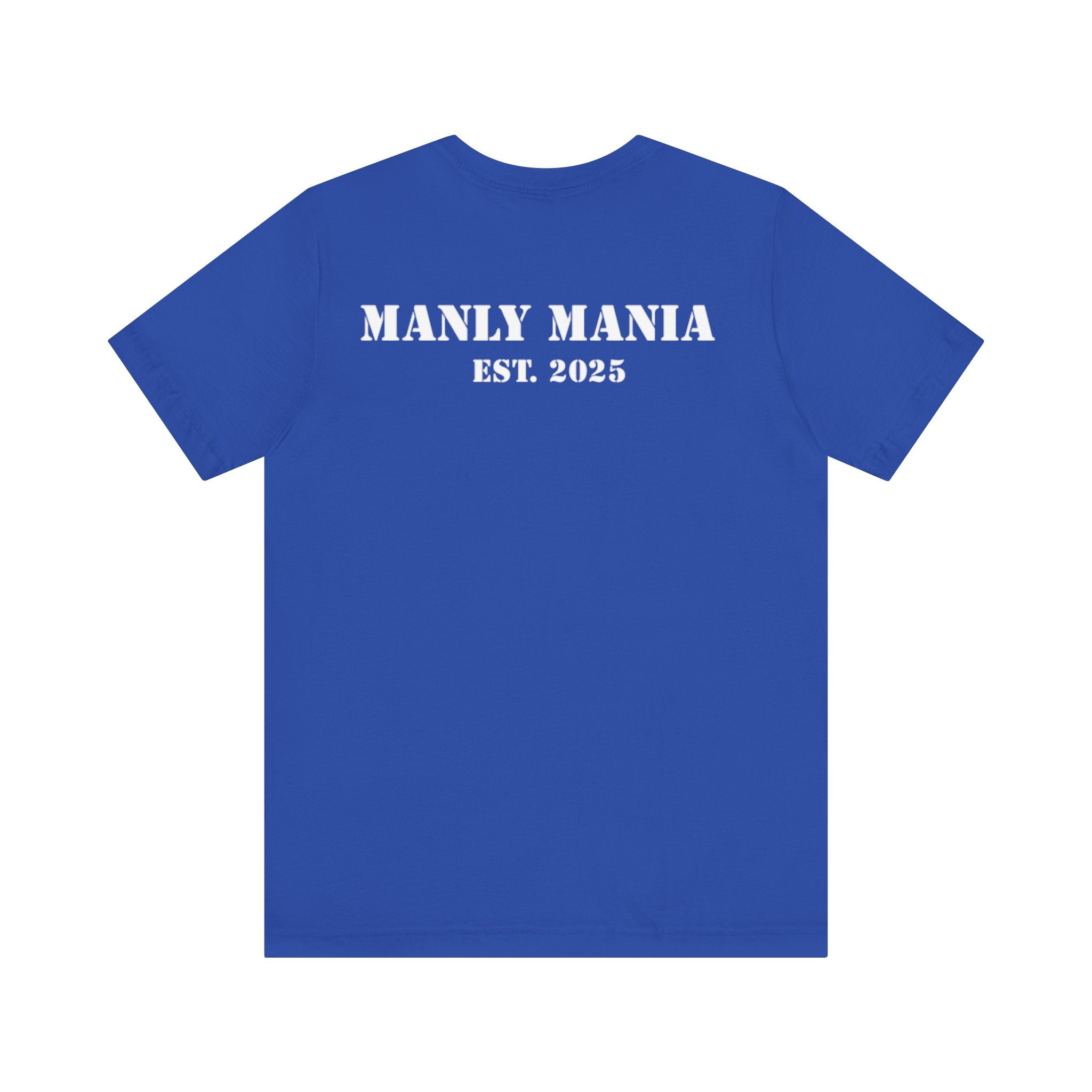 Manly Mania The Silence Tee True Royal Back View – Men’s Graphic T Shirt