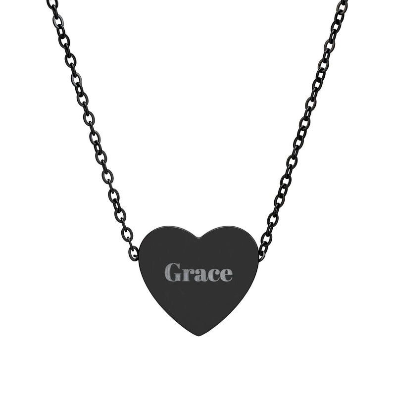 Engraved Heart Necklace — Personalized Name Pendant (e.g., Grace) Printify