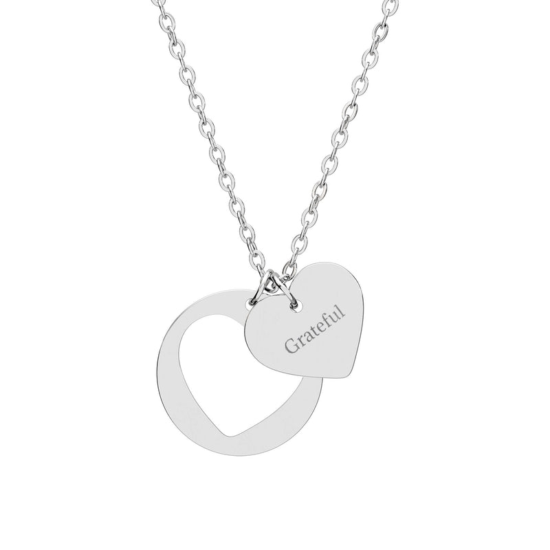 Engravable Heart Cutout Necklace — Personalized Double Pendant (Silver & Rose Gold) Printify