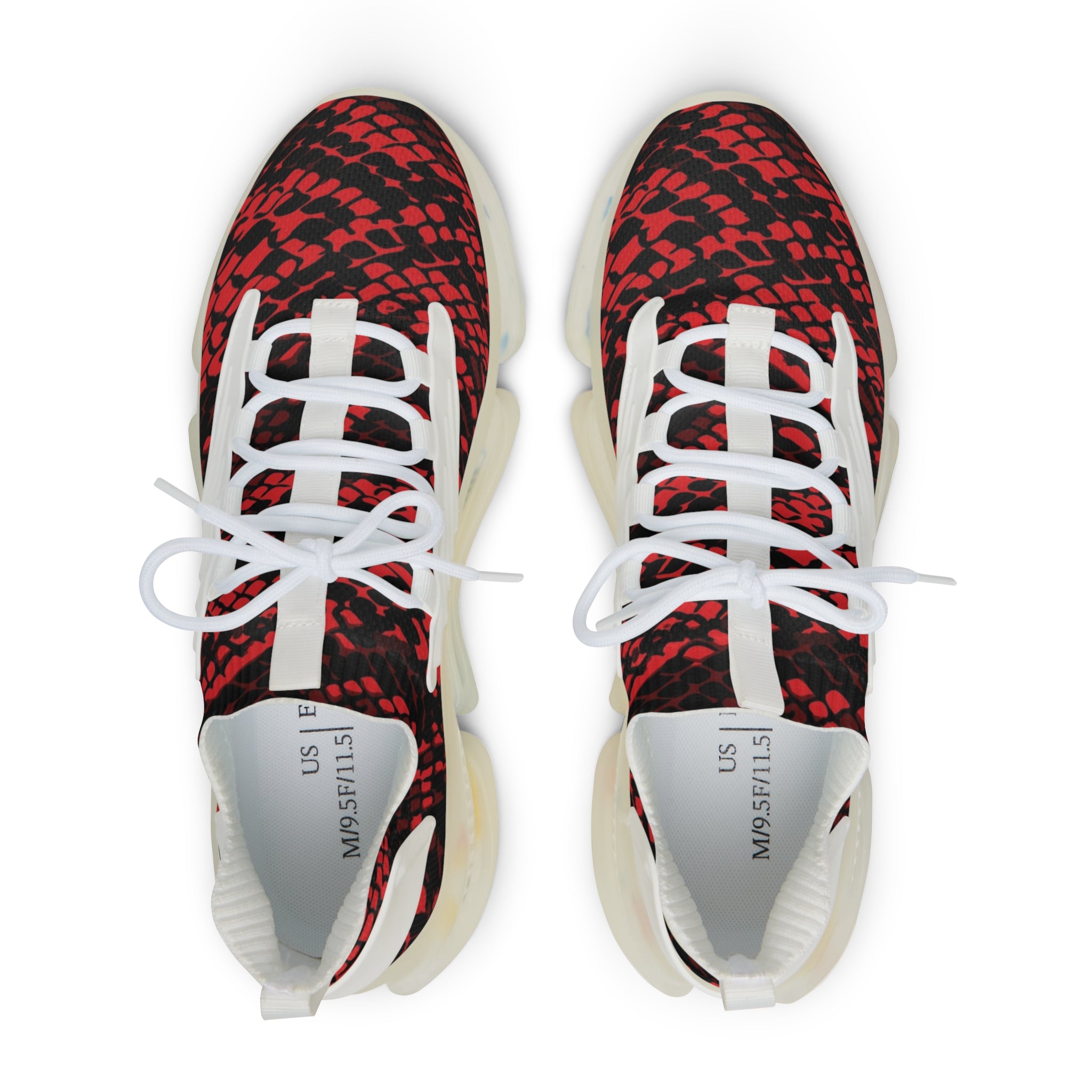 Material detail of mesh knit and KPU shell on white sole Snake Spartan shoes