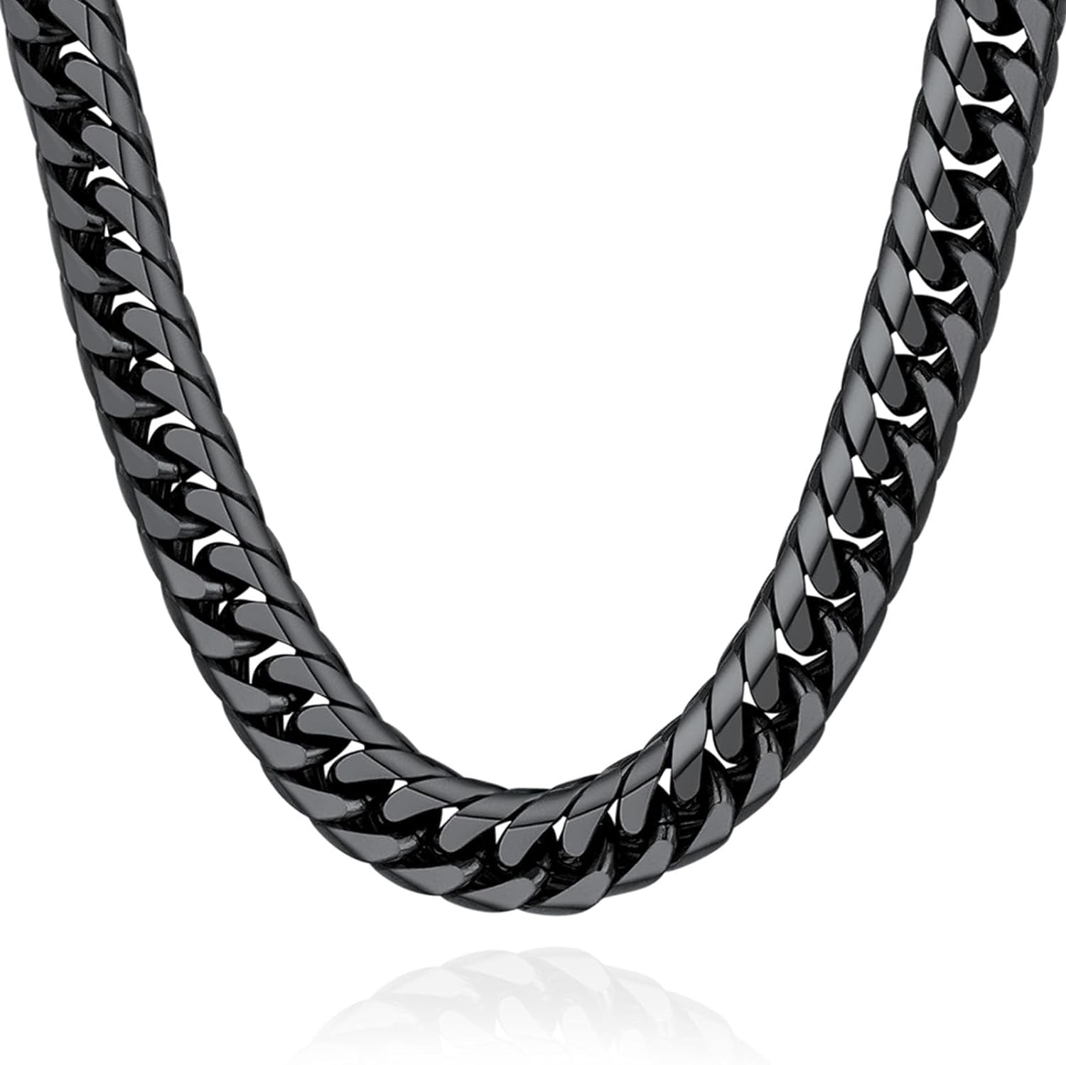 Black Manly Mania Royal Chain necklace – sleek black stainless steel chain for men