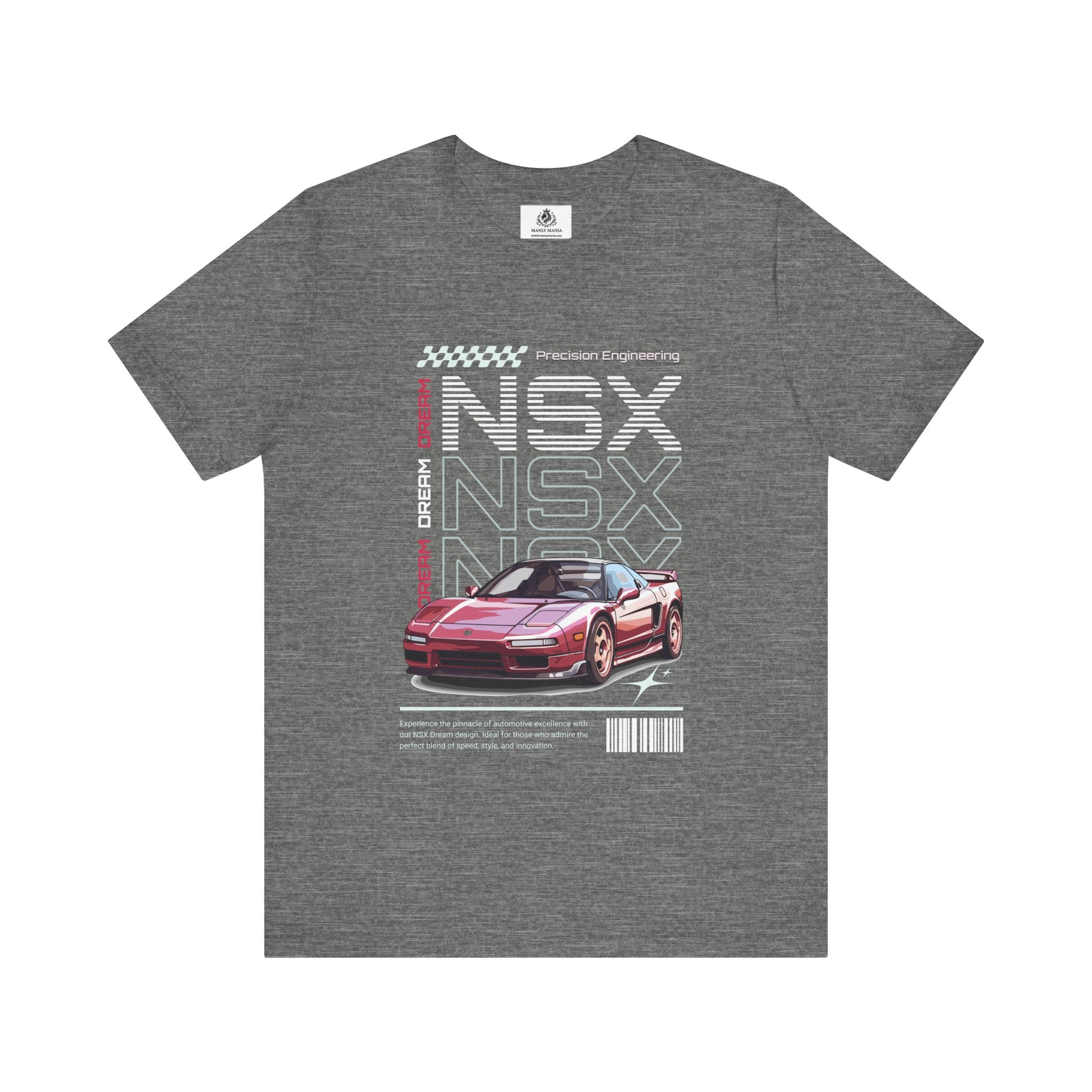 Manly Mania Car Enthusiast Tee in Deep Heather – Front View – Men's Graphic T Shirt