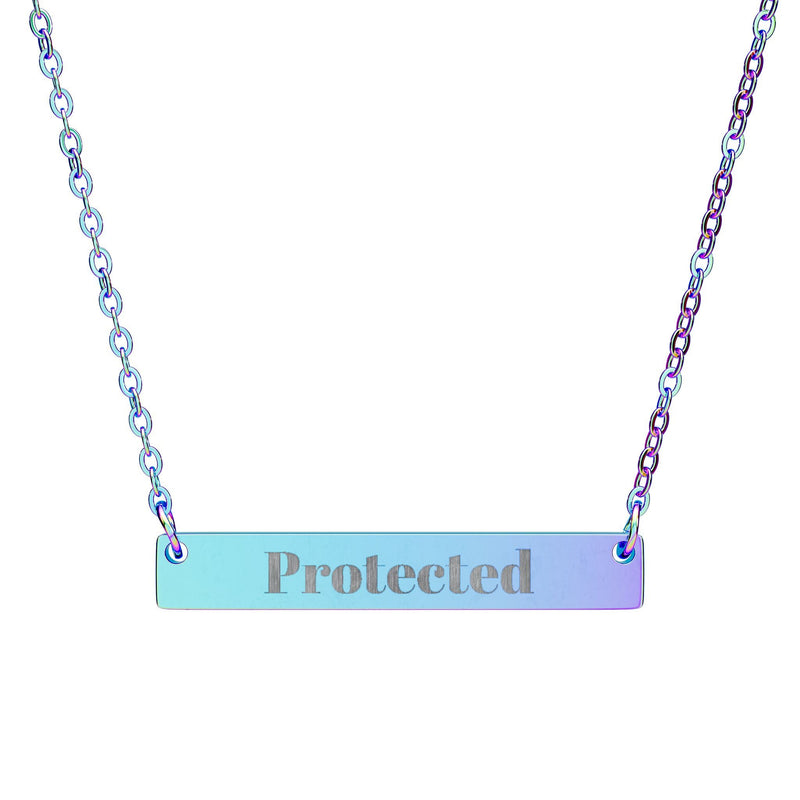 Protected Engraved Bar Necklace — Personalized Horizontal Name Pendant Printify