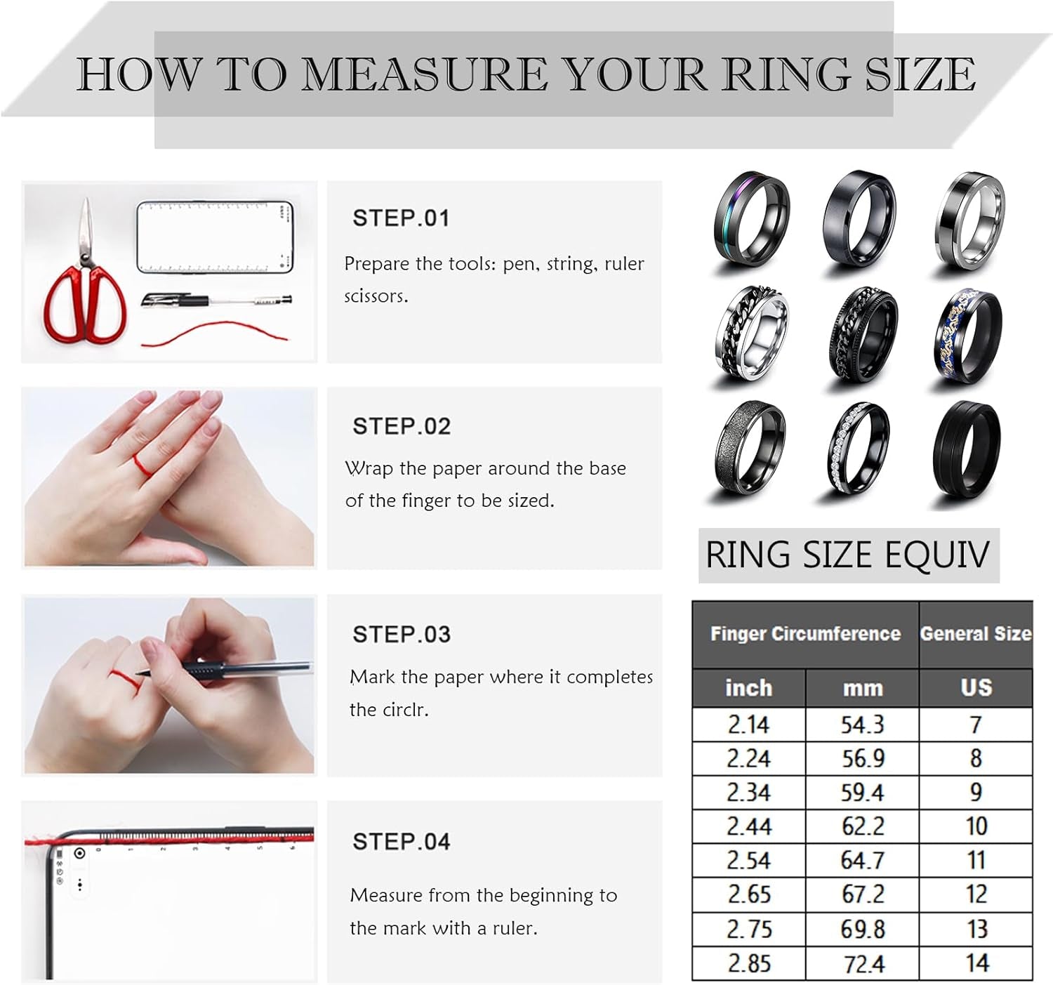 Nine Fold rings in multiple sizes for men - stylish and comfortable fit