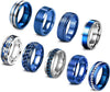 Blue Nine Fold mens rings set with spinner chains - premium stainless steel promise rings