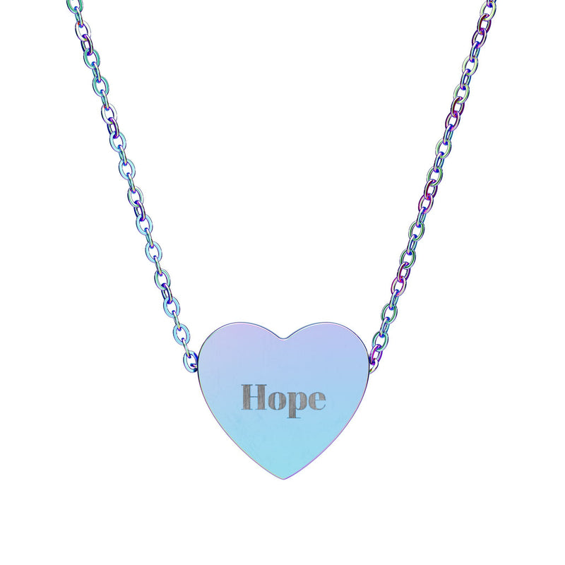 Engraved 'Hope' Heart Necklace — Sterling Silver or Black Stainless Pendant Printify