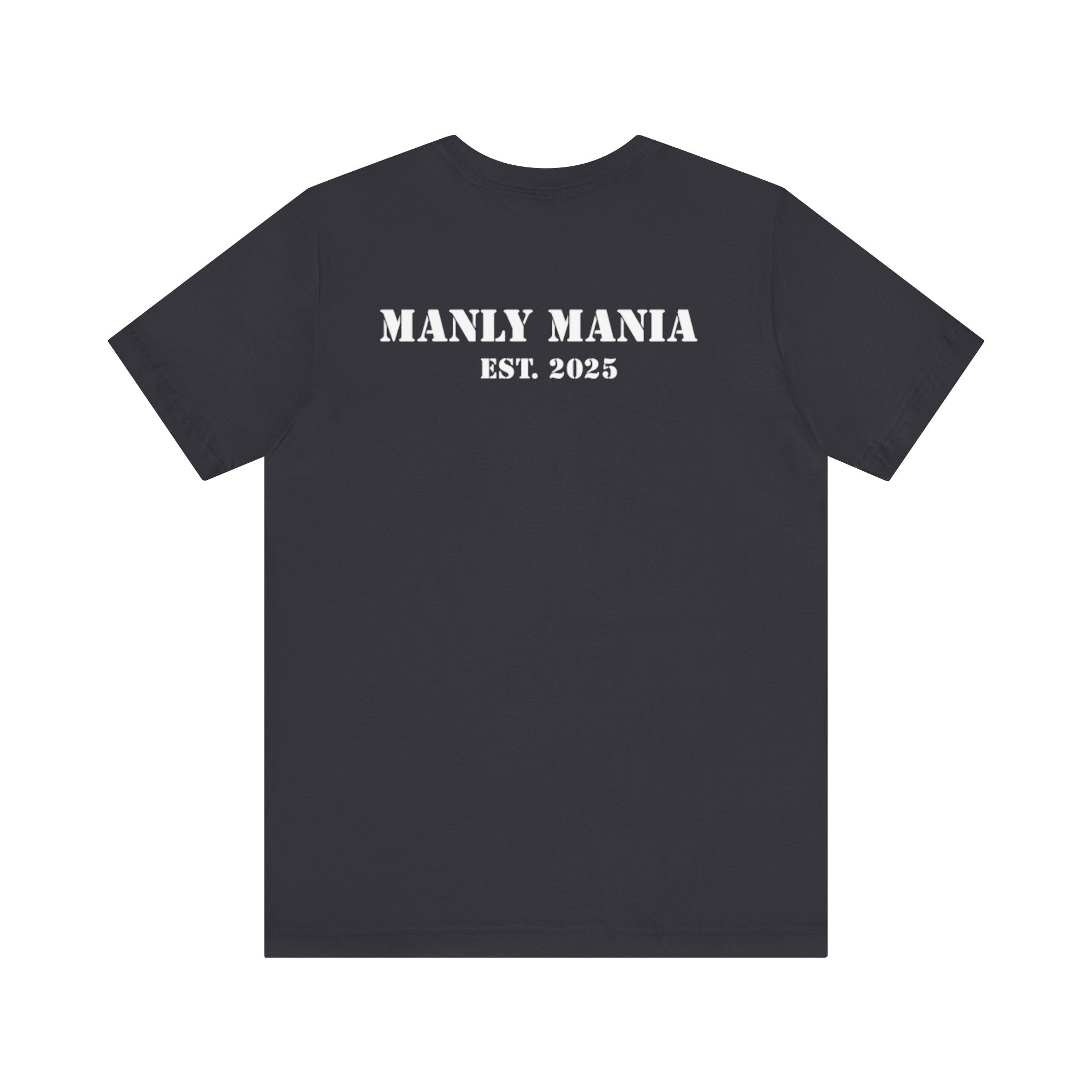 Manly Mania The Despair Tee Dark Grey Back View – Men's Graphic T Shirt