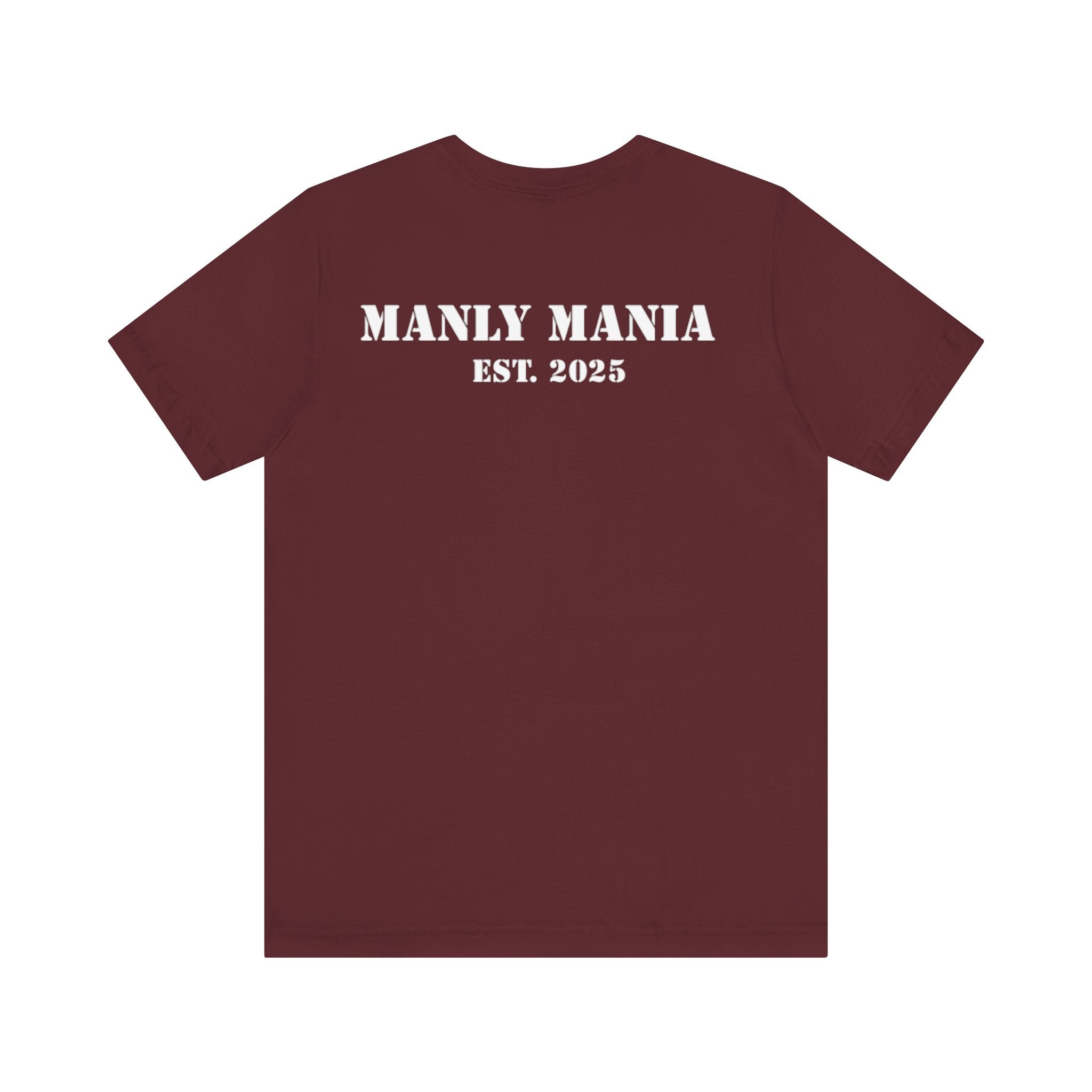 Manly Mania The Silence Tee Maroon Back View – Men’s Graphic T Shirt