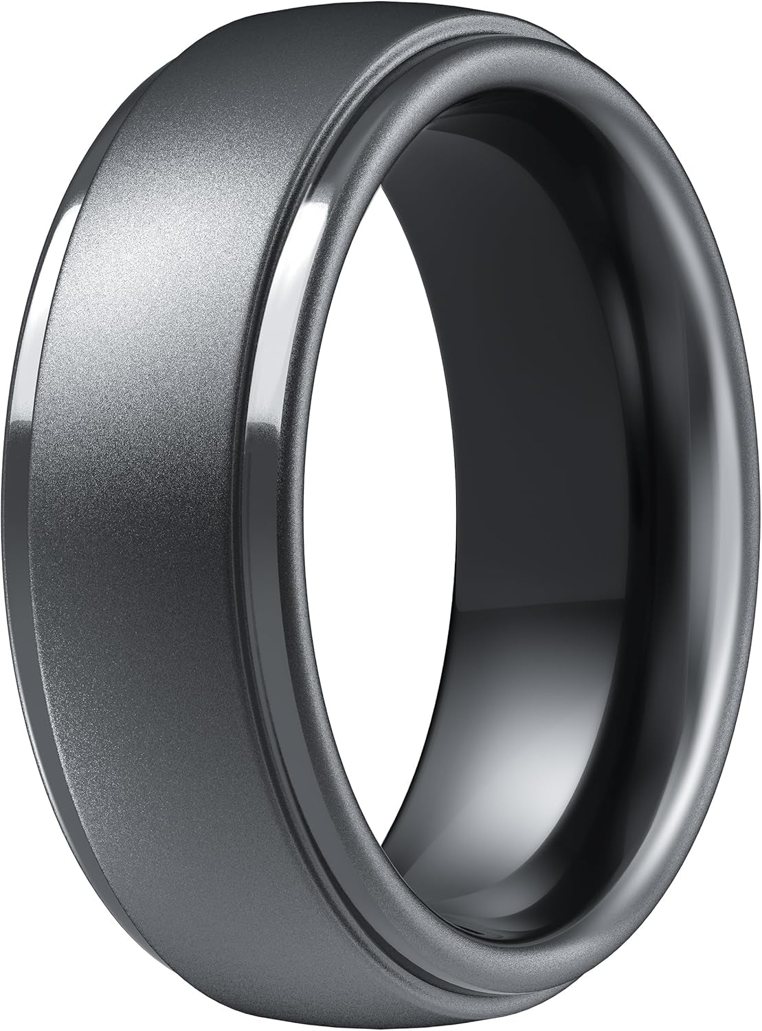 Silver silicone mens ring with dual finish from Titan Flex Collection