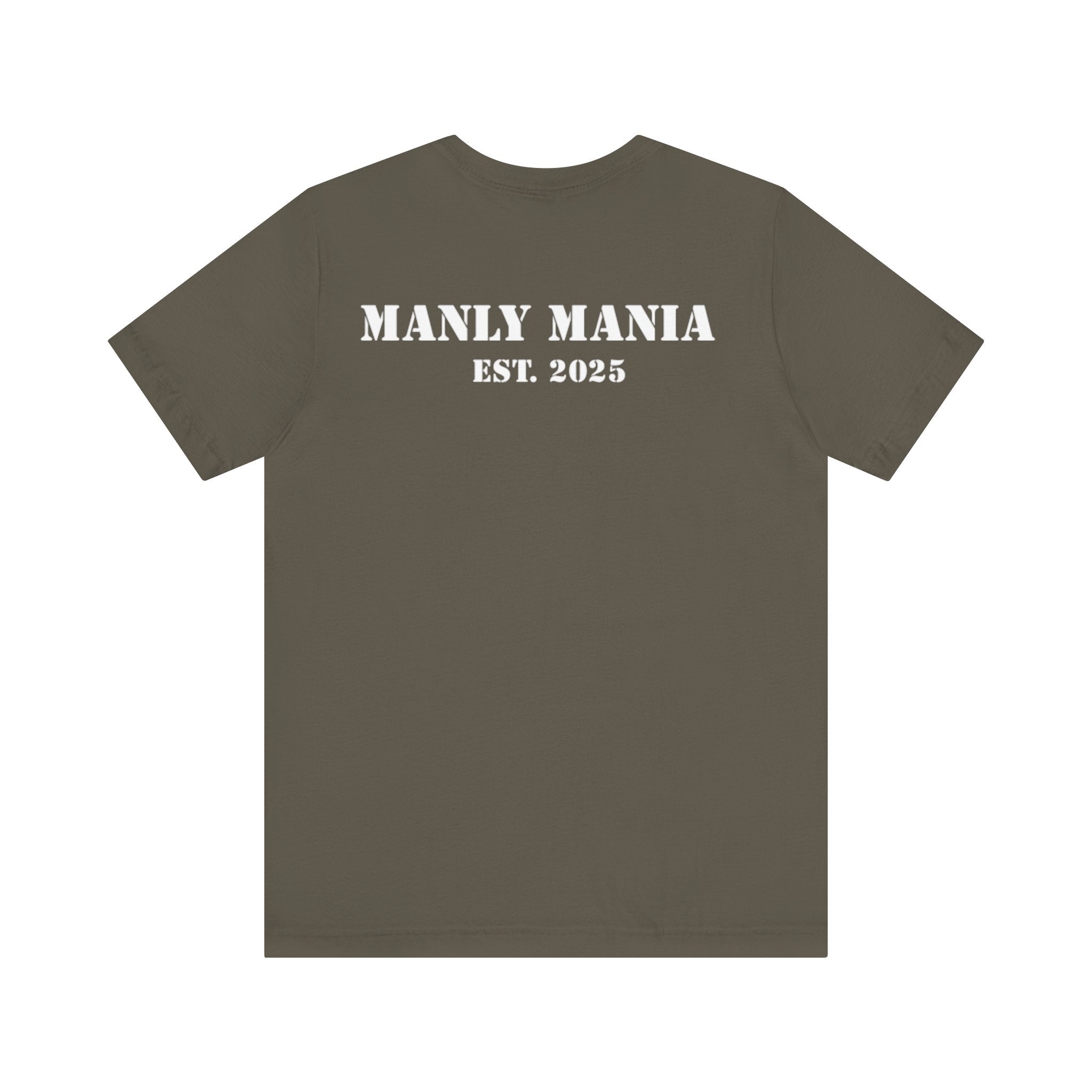 Manly Mania The Silence Tee Army Back View – Men’s Graphic T Shirt
