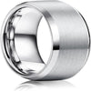 Matte and polished stainless steel men's promise ring – Iron Line Ring front view
