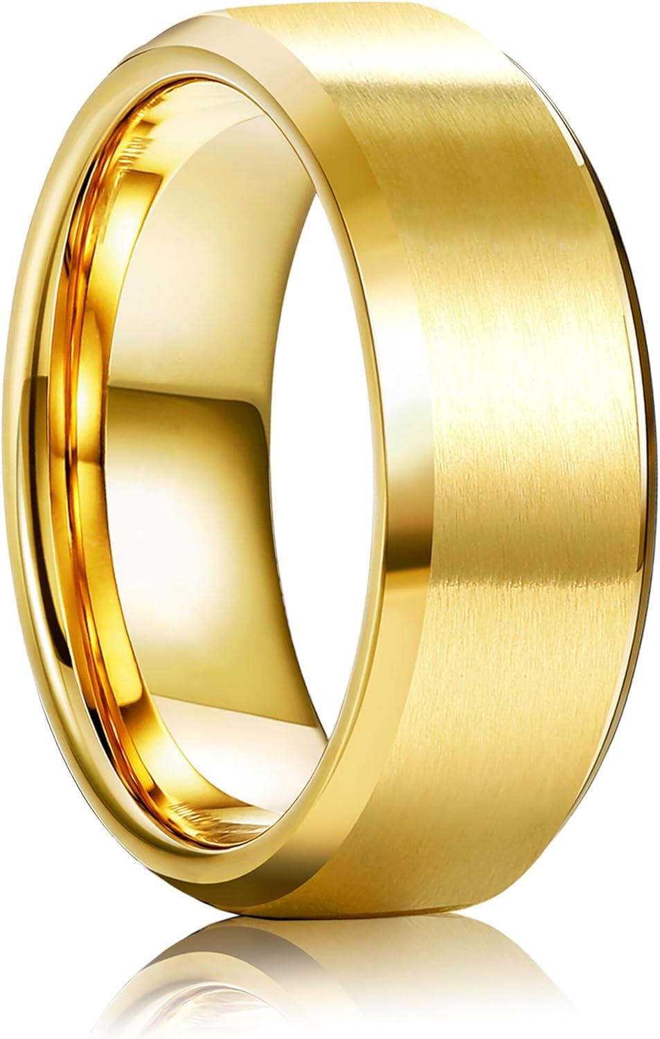 Matte and polished stainless steel men's promise ring – Iron Line Ring front view