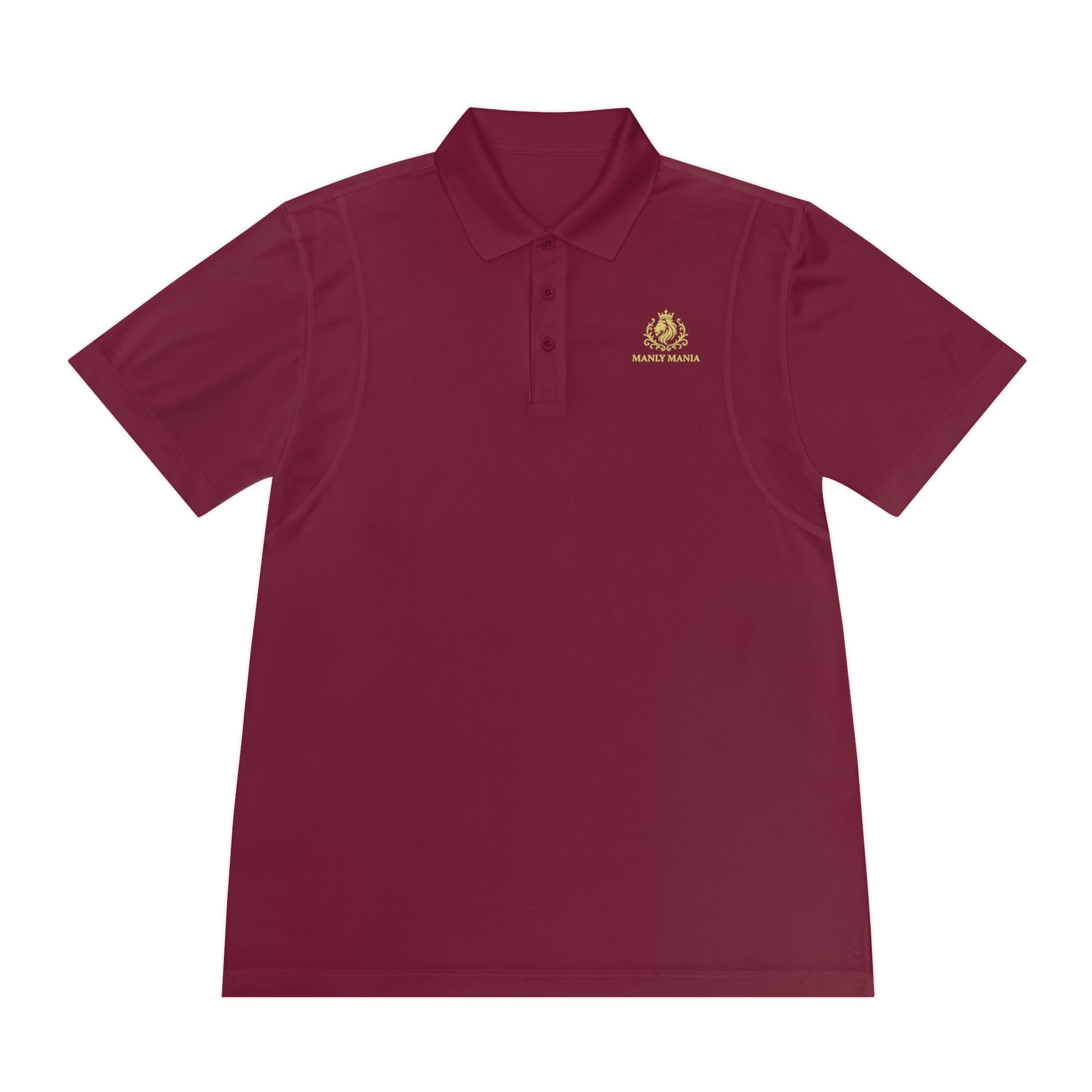 Manly Mania Golden Titan Polo Shirt in Maroon – Front View – Stylish Mens Polo Shirt