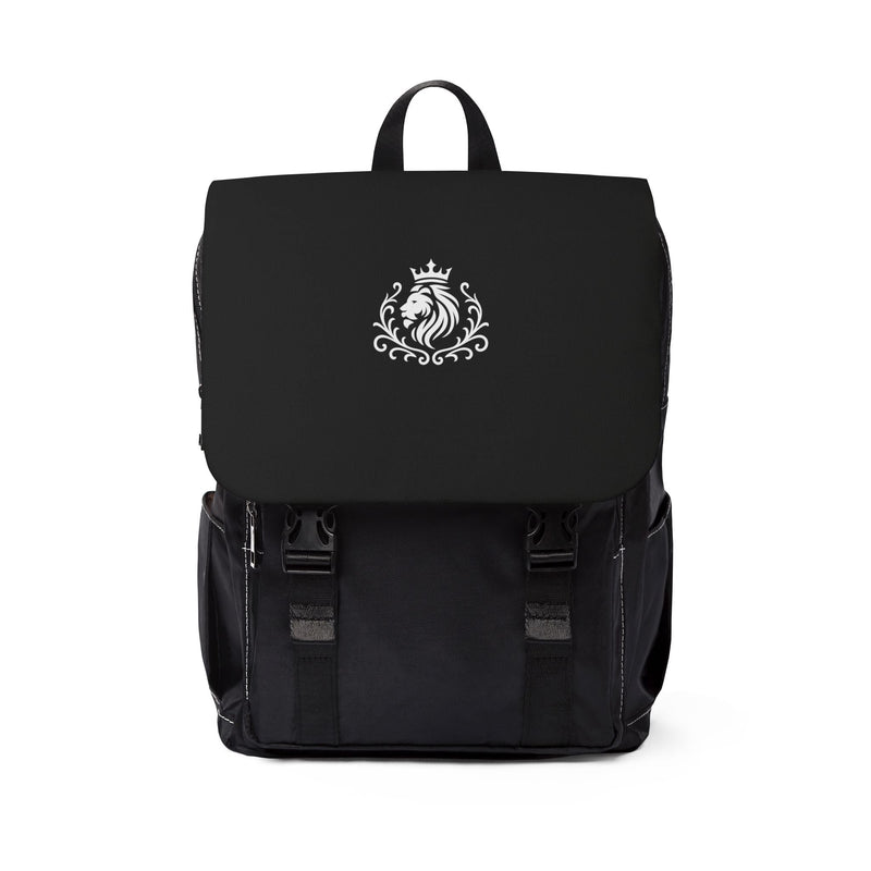 Manly Mania Signature Black Crowned Lion Backpack Printify