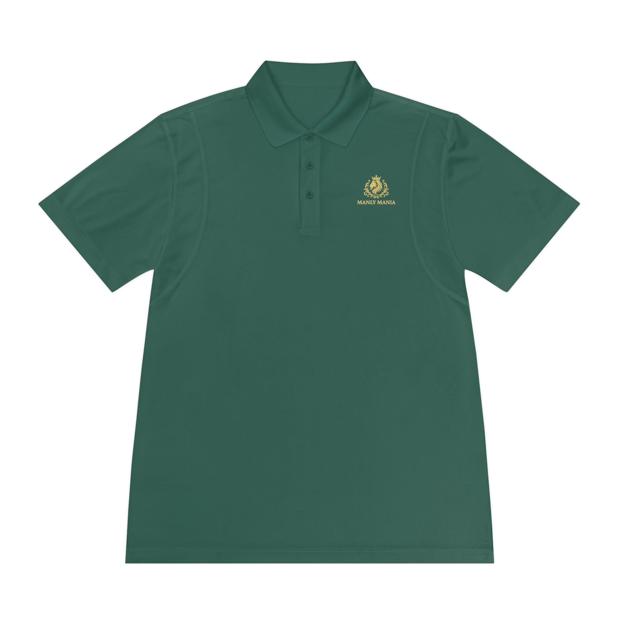 Manly Mania Golden Titan Polo Shirt in Forest Green – Front View – Golf Shirt for Men
