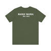 Manly Mania Rebel men's military green t-shirt back view, graphic tee