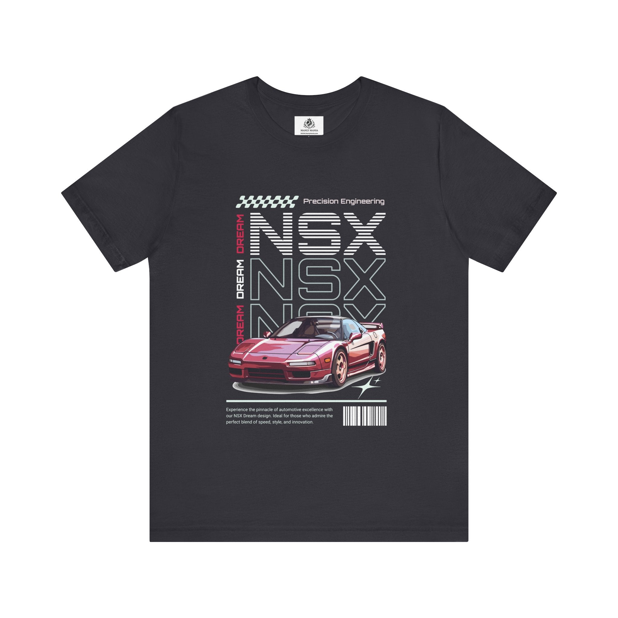Manly Mania Car Enthusiast Tee in Dark Grey – Front View – Men's Graphic T Shirt