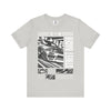 Manly Mania Street Racer T Shirt Silver Grey Color Front View