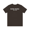 Manly Mania Core men's brown t-shirt back view, graphic tee