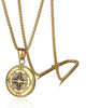 Manly Mania Dominion Compass pendant necklace front view – stainless steel men's chain and pendant