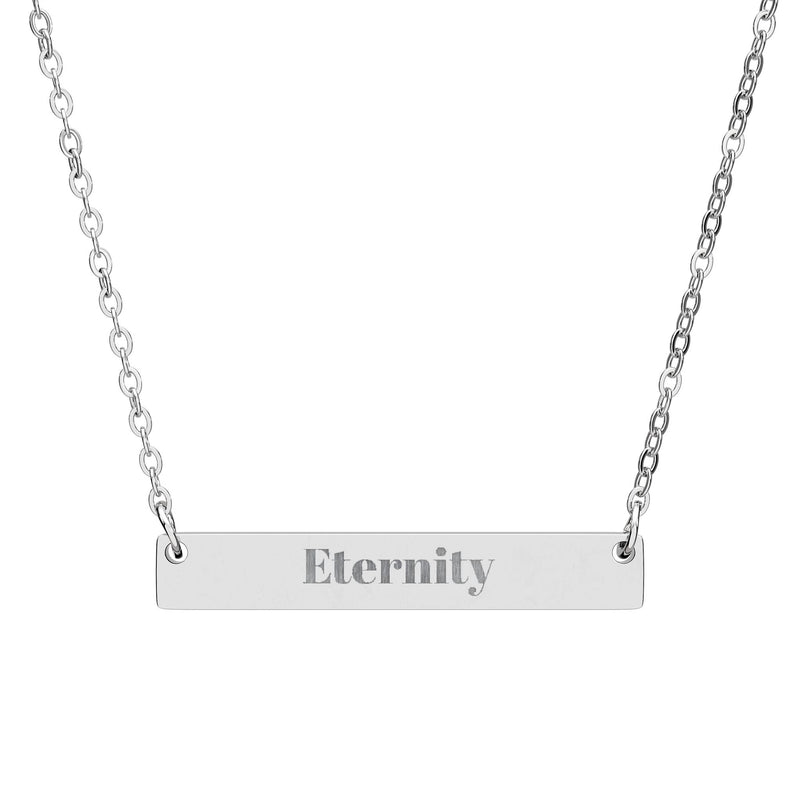 Engraved Horizontal Bar Necklace – 'Eternity' Personalized Pendant Printify