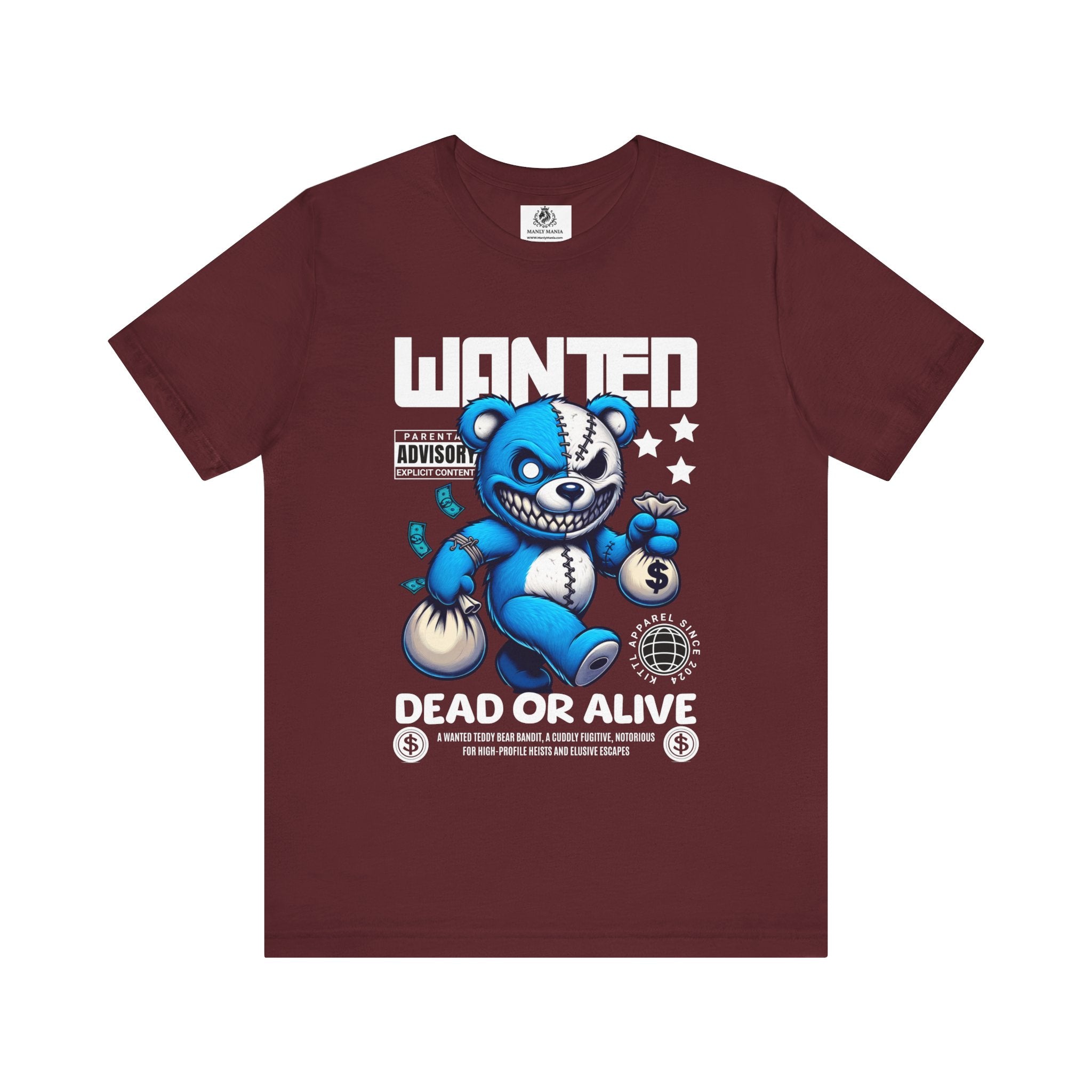 Maroon Dead or Alive Tee Front View – Men's Graphic T-Shirt by Manly Mania
