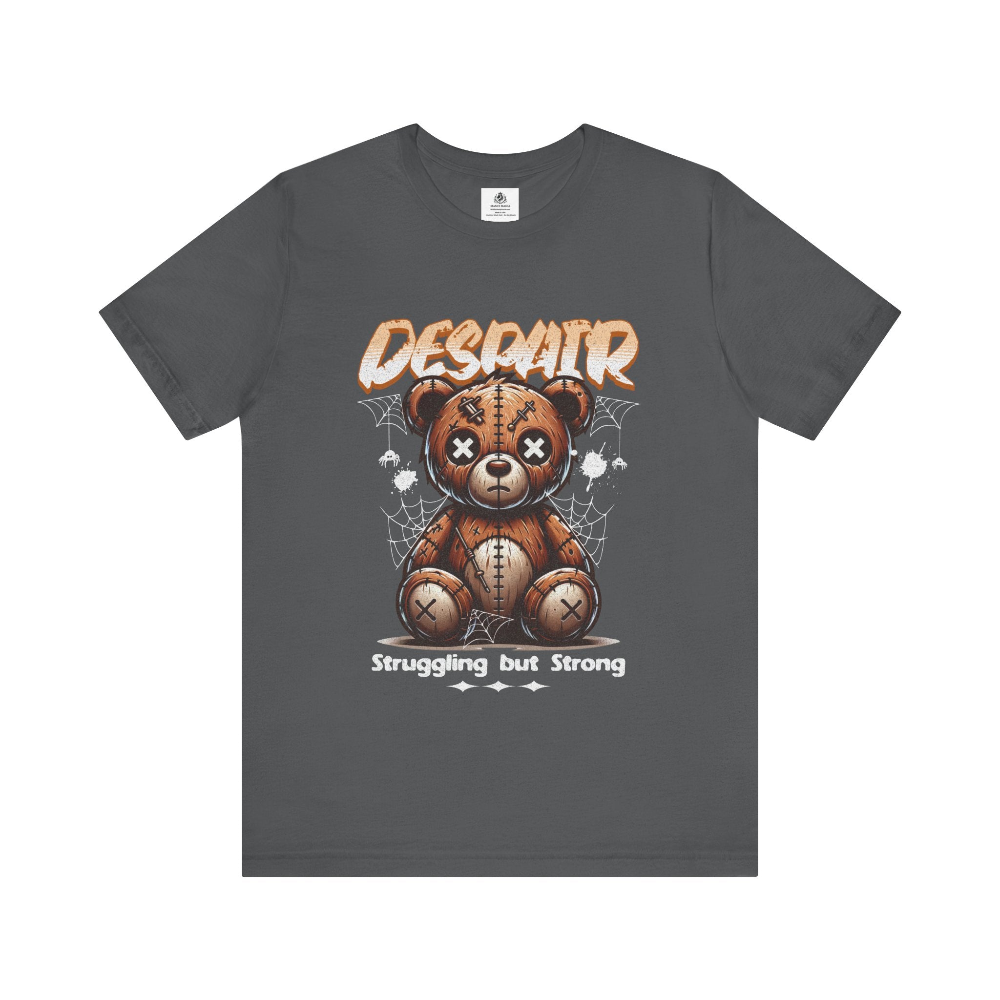 Manly Mania The Despair Tee Asphalt Front View – Men's Graphic T Shirt