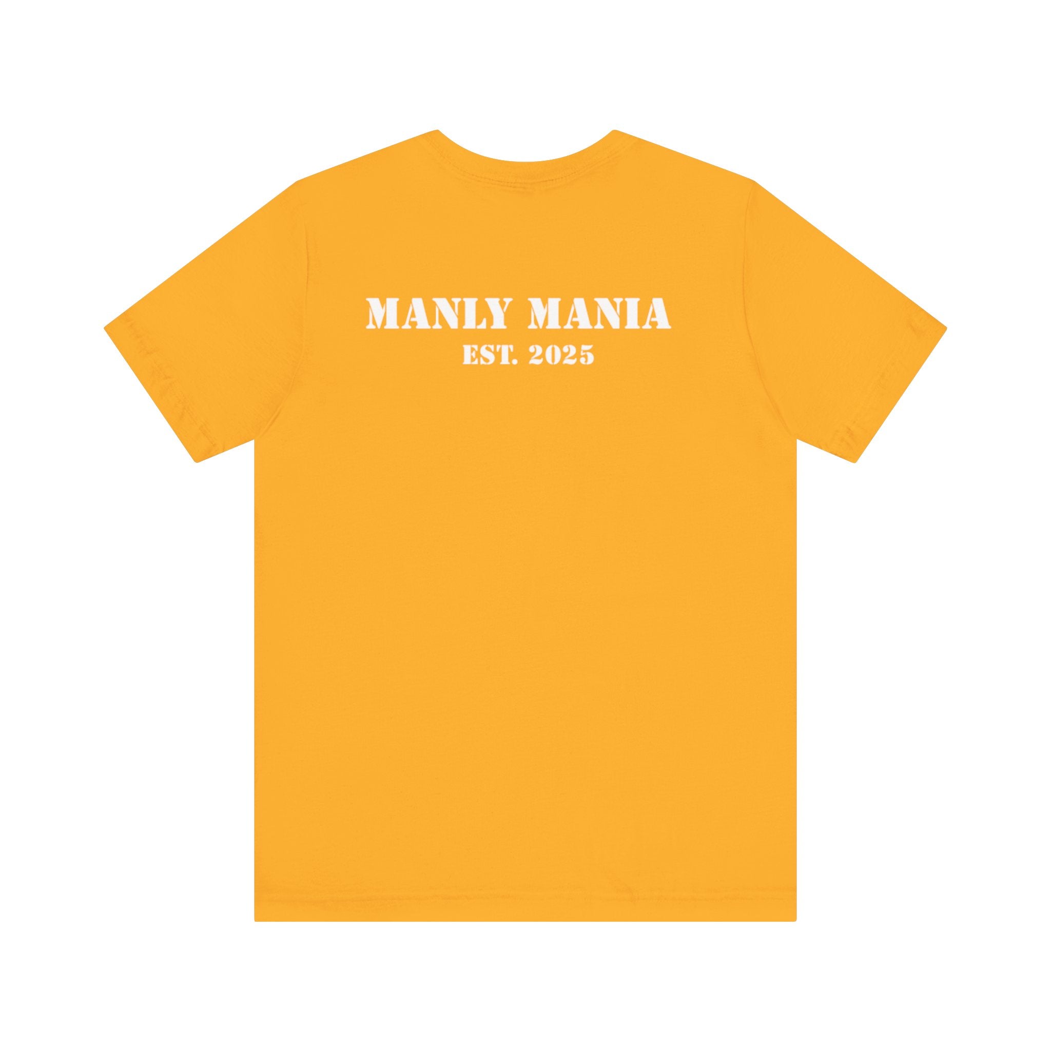 Manly Mania The Despair Tee Gold Back View – Men's Graphic T Shirt