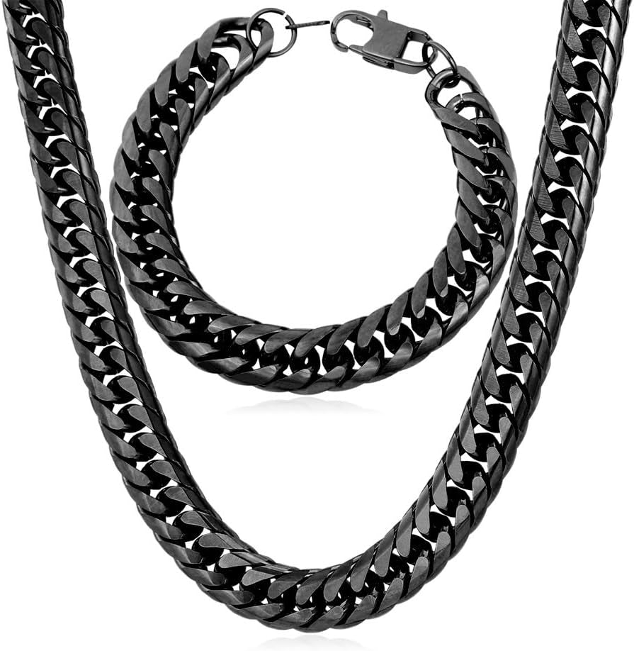 Black Manly Mania Royal Chain necklace – sleek black stainless steel chain for men