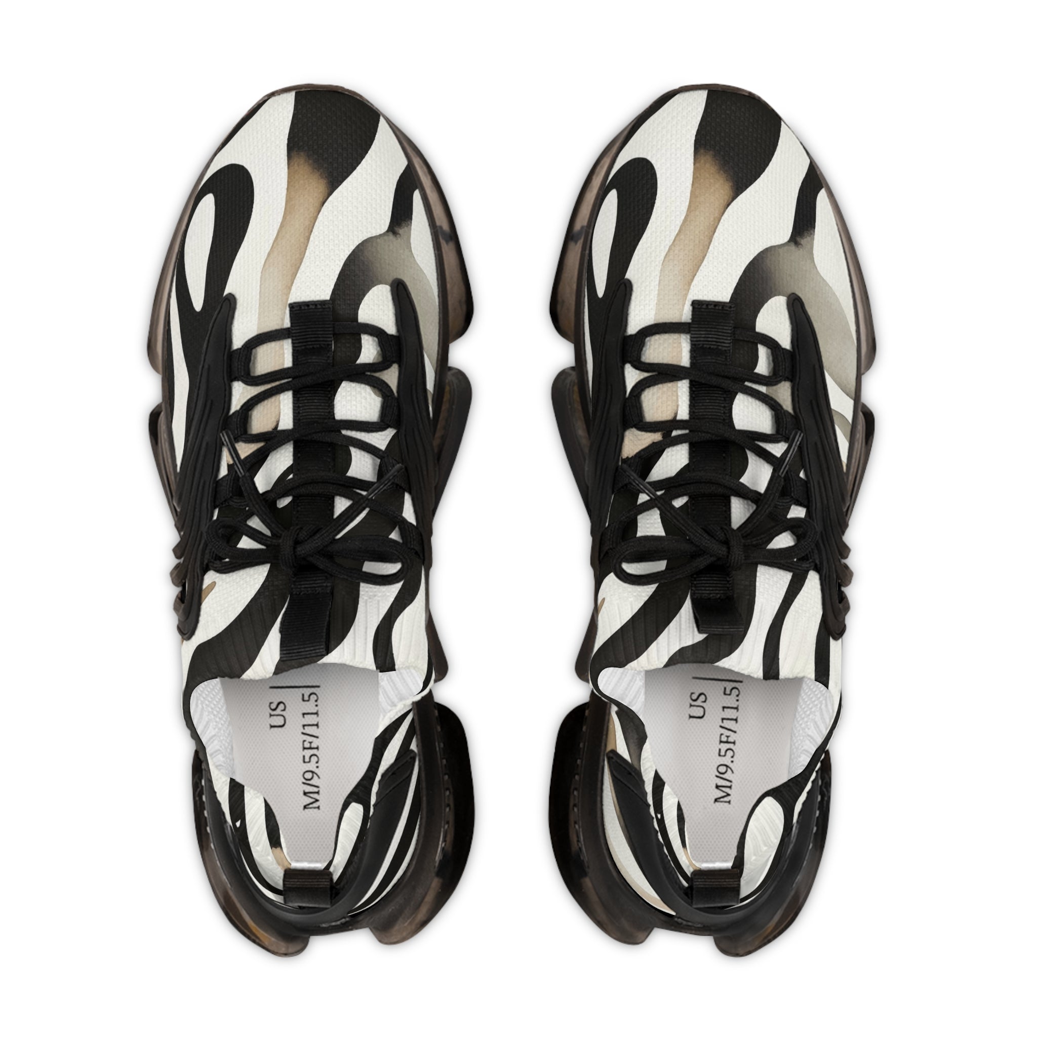 Close-up texture of breathable mesh on Forge Fit black sole shoes