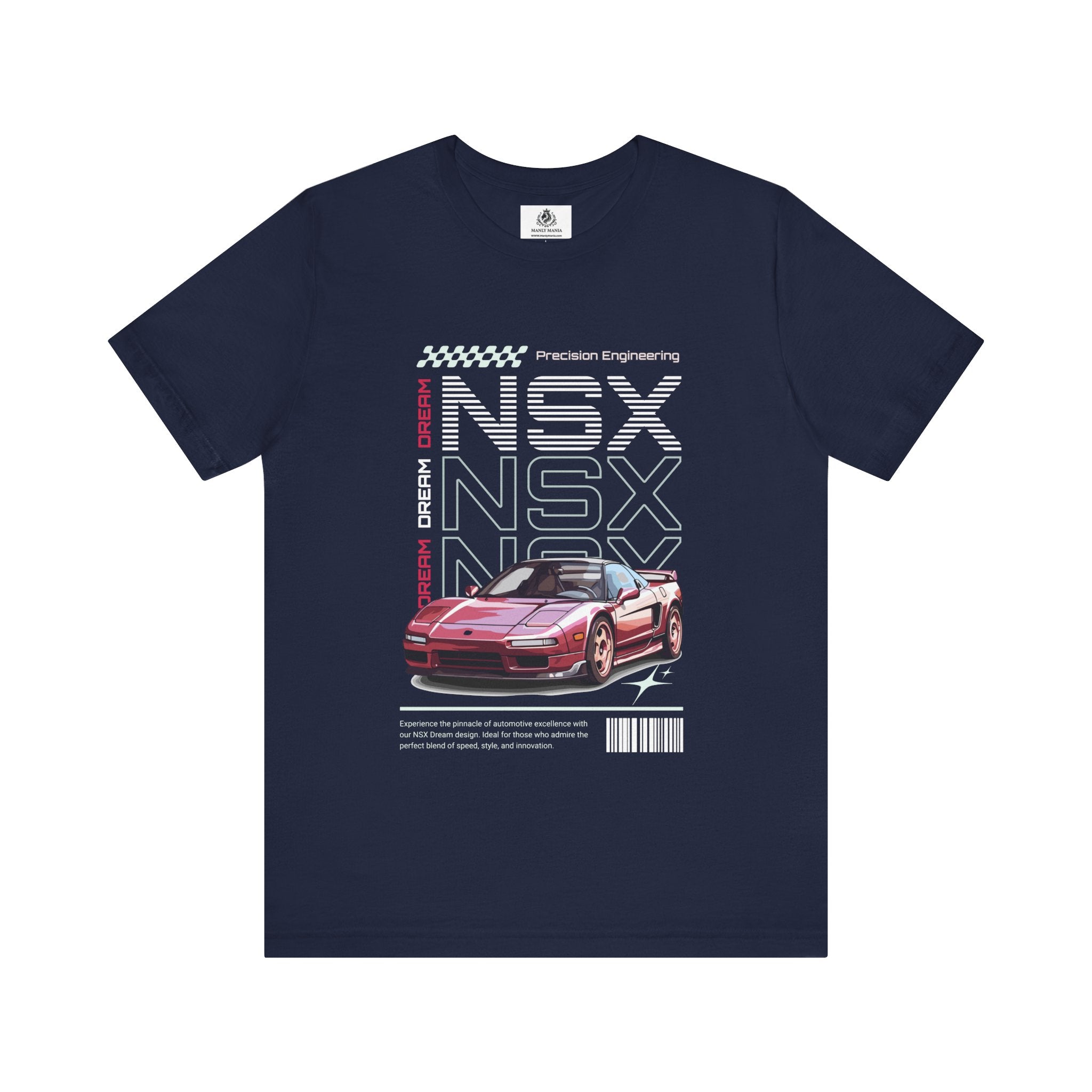 Manly Mania Car Enthusiast Tee in Navy – Front View – Men's Graphic T Shirt