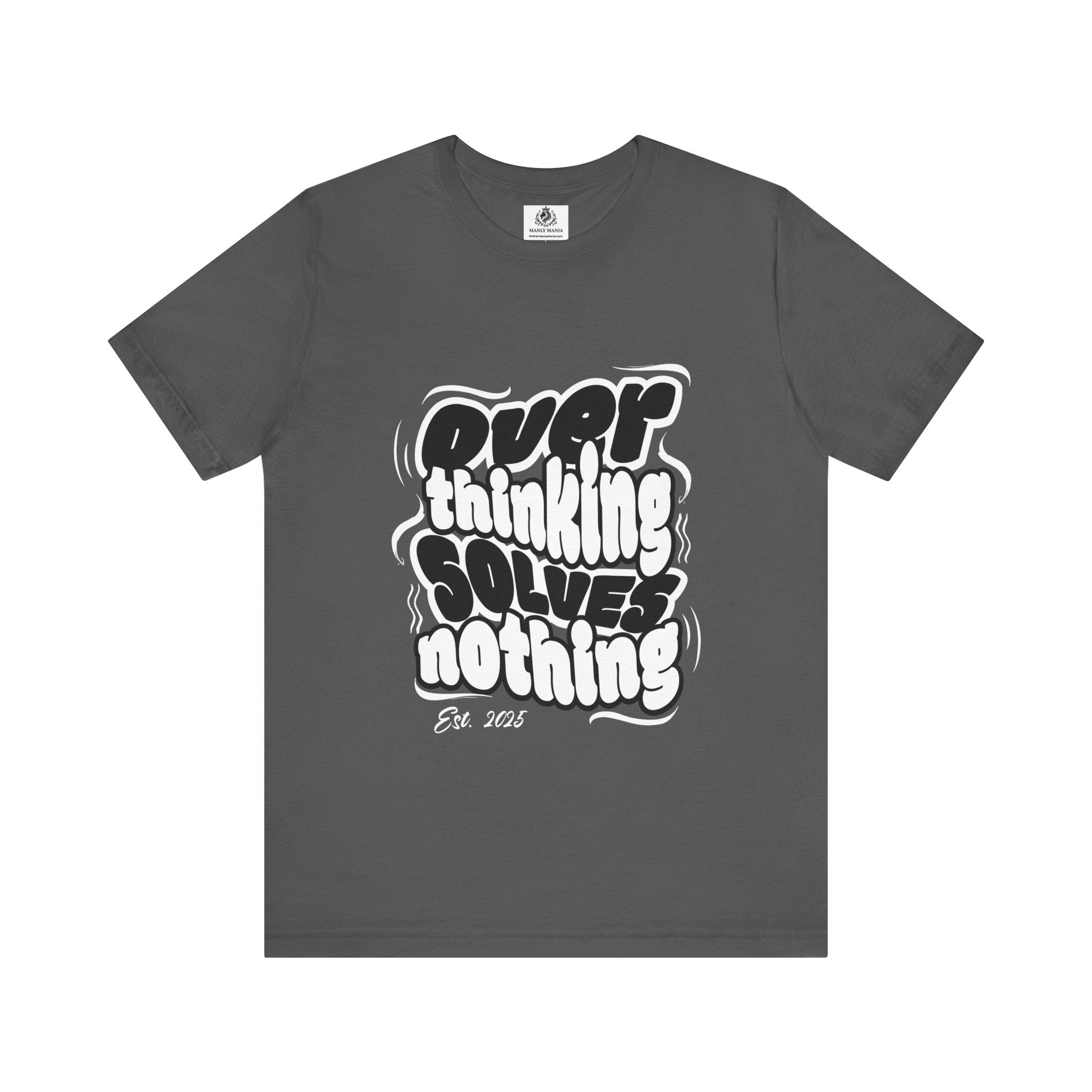 Overthinking Graphic T Shirt – Front View – Asphalt