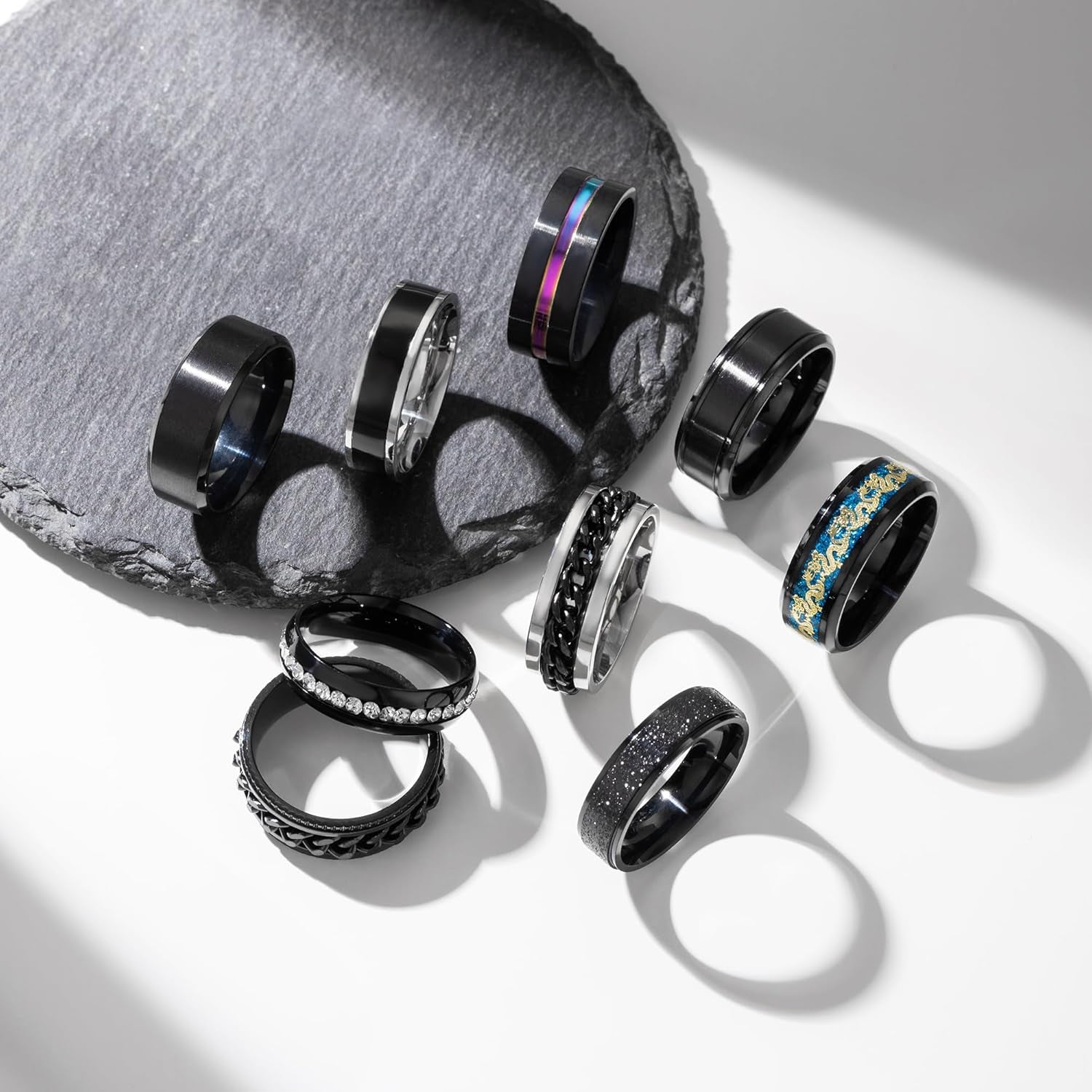 Nine Fold rings in multiple sizes for men - stylish and comfortable fit