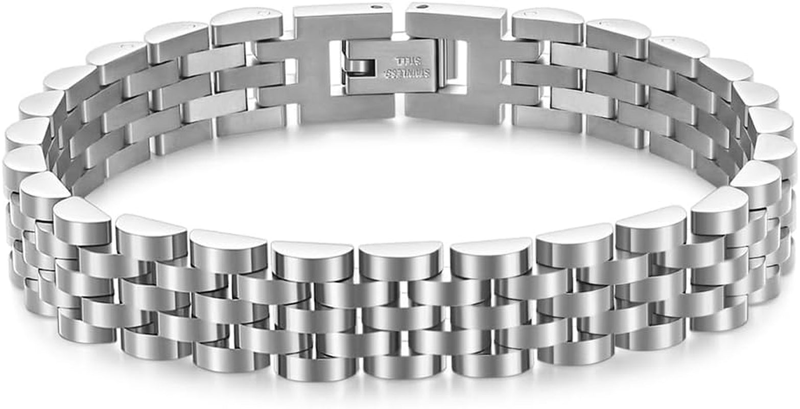 Silver Manly Mania Core Bracelet – Stainless steel mens bracelet with classic link design