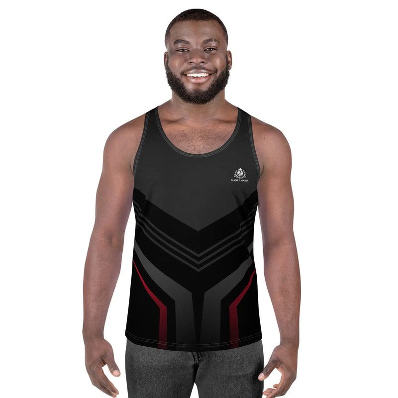 Manly Mania Steel Flex Tank Top front view men's athletic tank top muscle fit gym wear