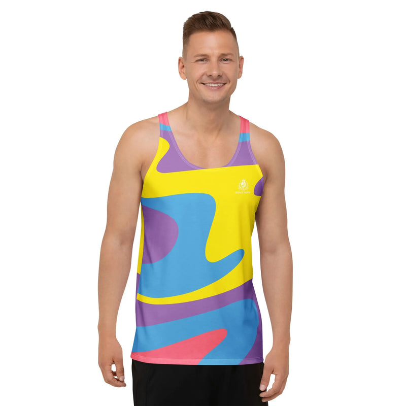 Manly Mania Raw Edge Tank for Men front view men's raw edge tank top muscle fit casual gym wear