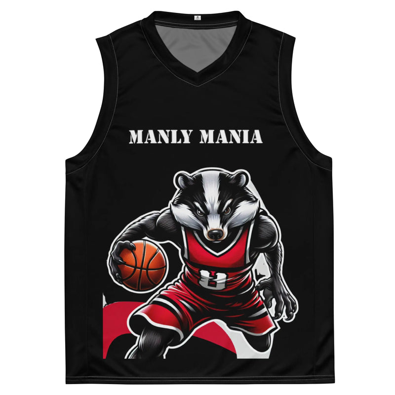 Manly Mania Basketball Jersey for Men front view men's athletic basketball jersey breathable mesh design