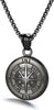 Manly Mania Black Dominion Compass pendant necklace front view – stainless steel men's chain and pendant